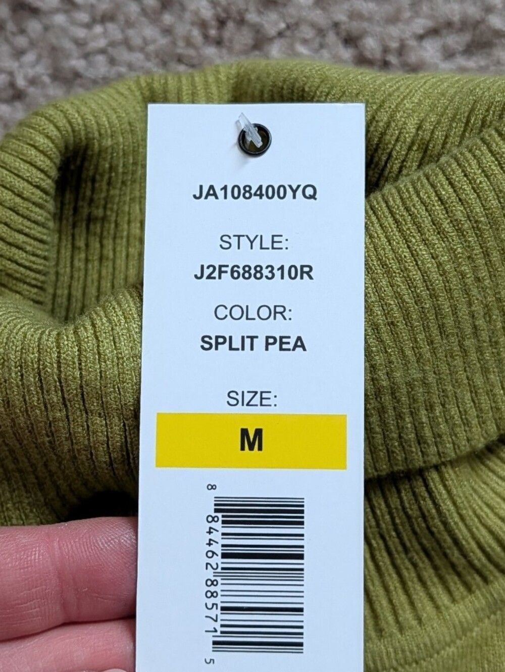 Joseph A Womens Split Pea Light Green Rib Turtleneck Sweater NWT Size Medium - Picture 6 of 12